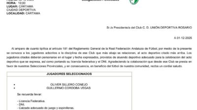 Convocatoria  Selección Comarcal de Antequera Alevin